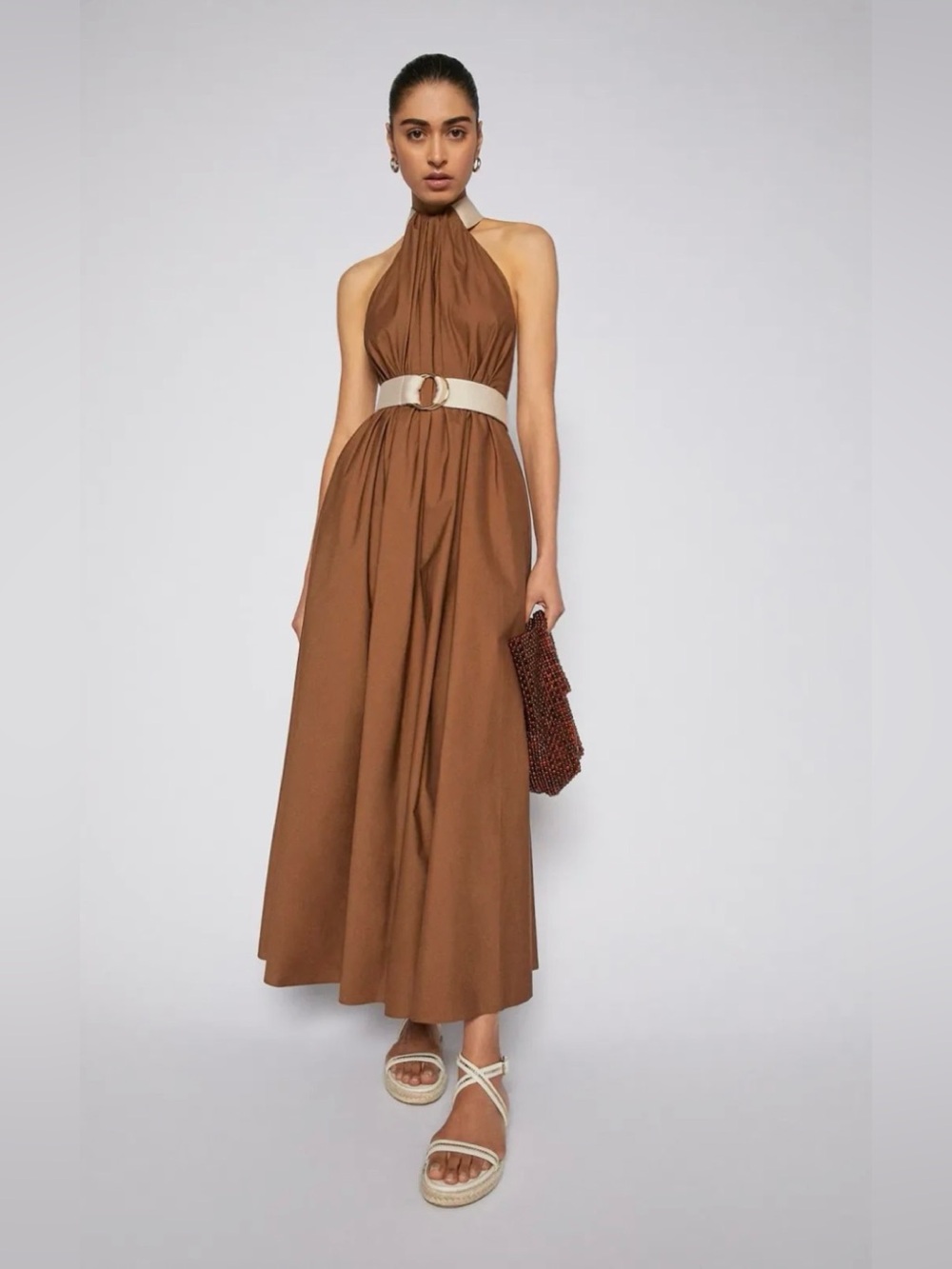 NWT [$600] Scanlan Theodore Cotton Strapping Maxi Dress Coconut. Sz. 8
